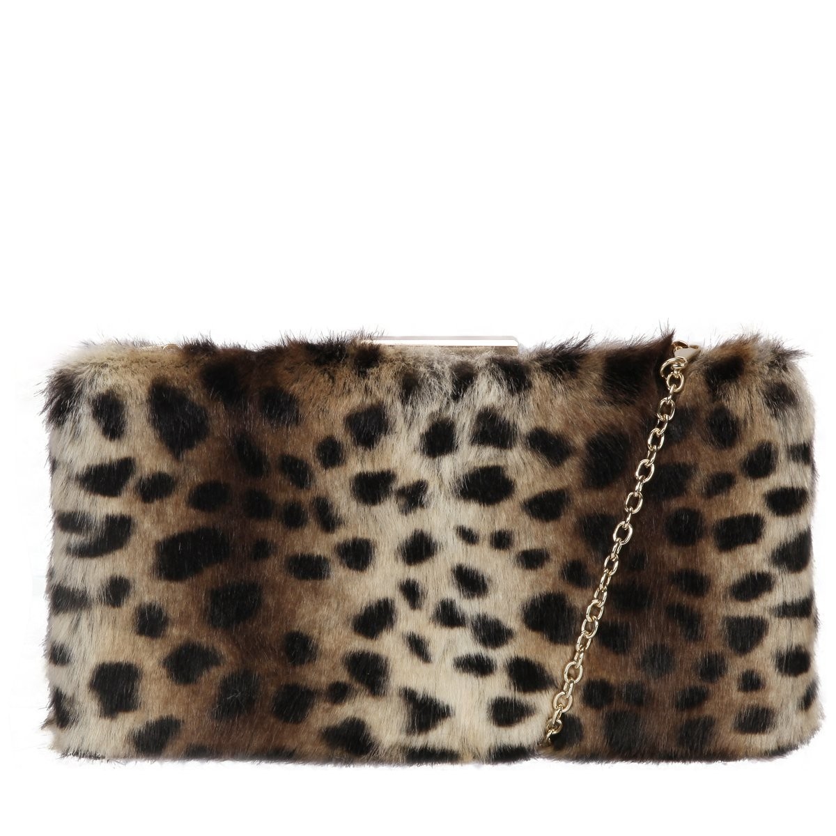 Faux Fur Hard Case Clutch