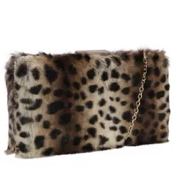 Faux Fur Clutch Bag & Chain