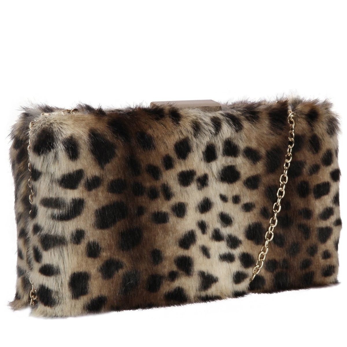 Faux Fur Hard Case Clutch