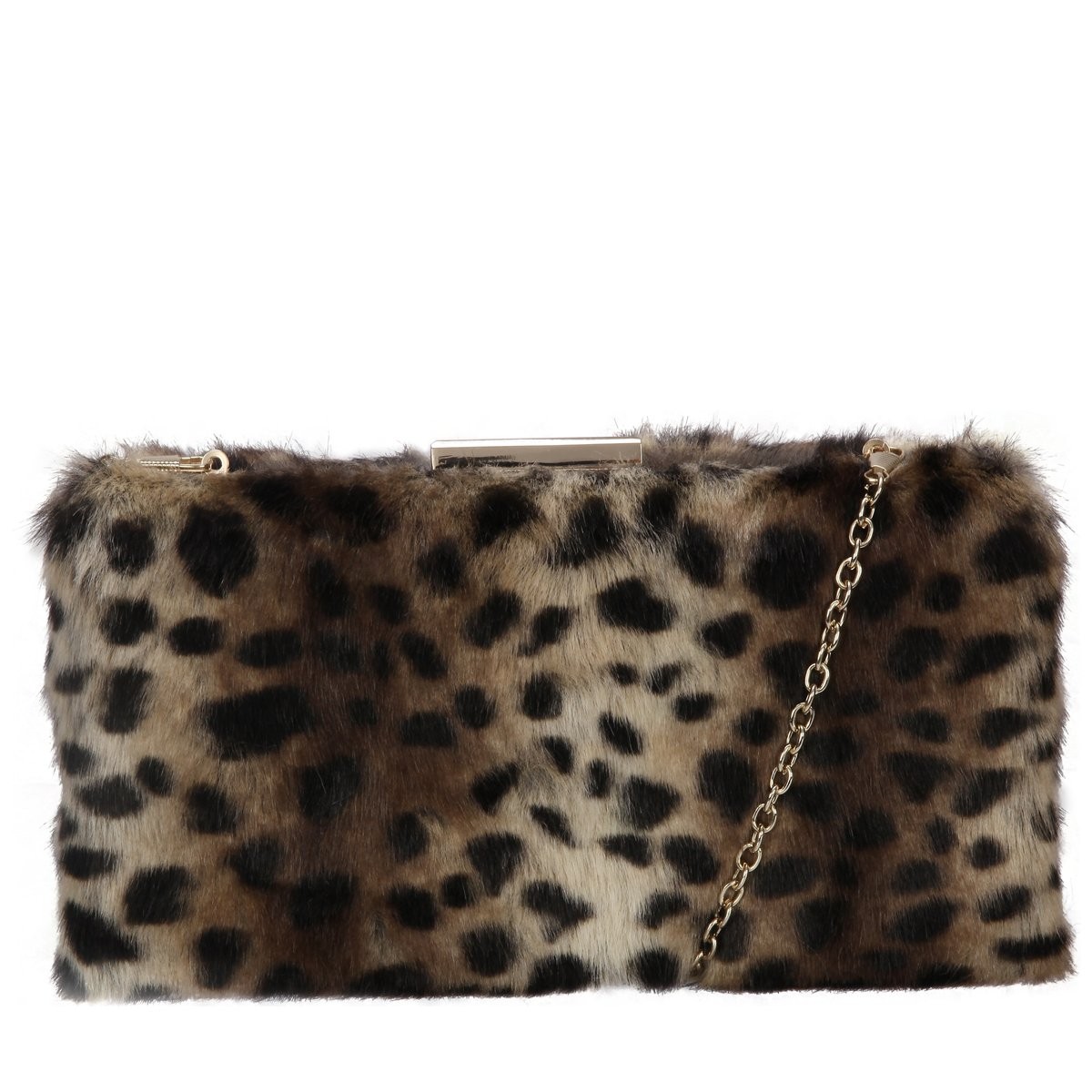 Faux Fur Hard Case Clutch