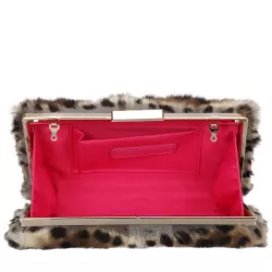 Faux Fur Clutch Bag & Chain