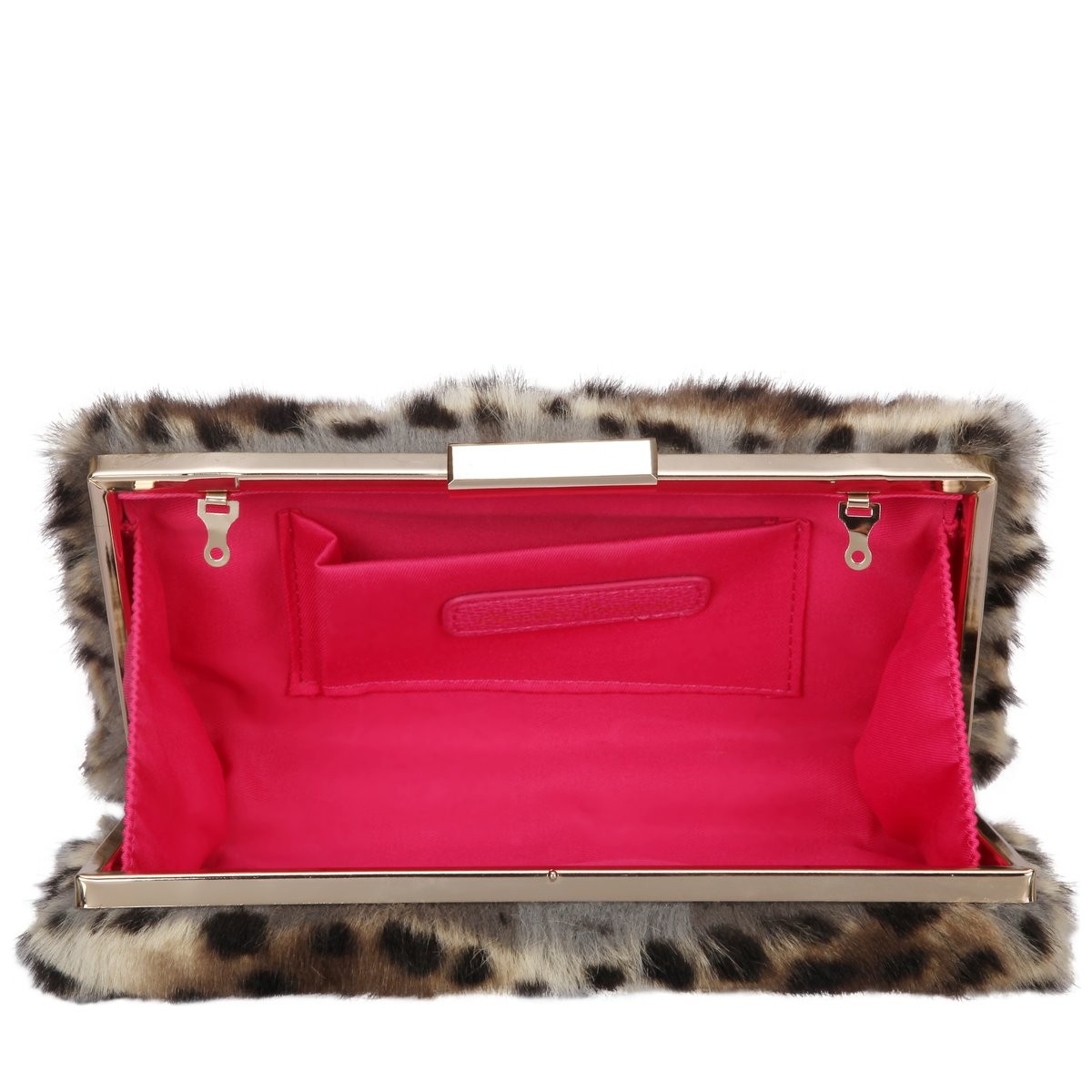 Faux Fur Hard Case Clutch
