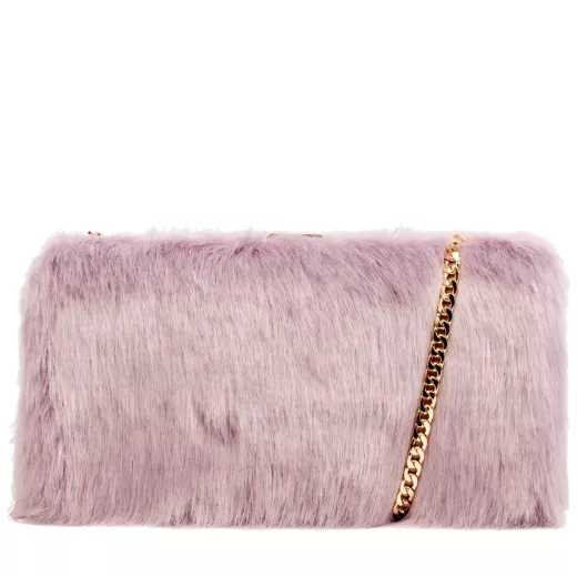 Faux Fur Clutch Bag & Chain