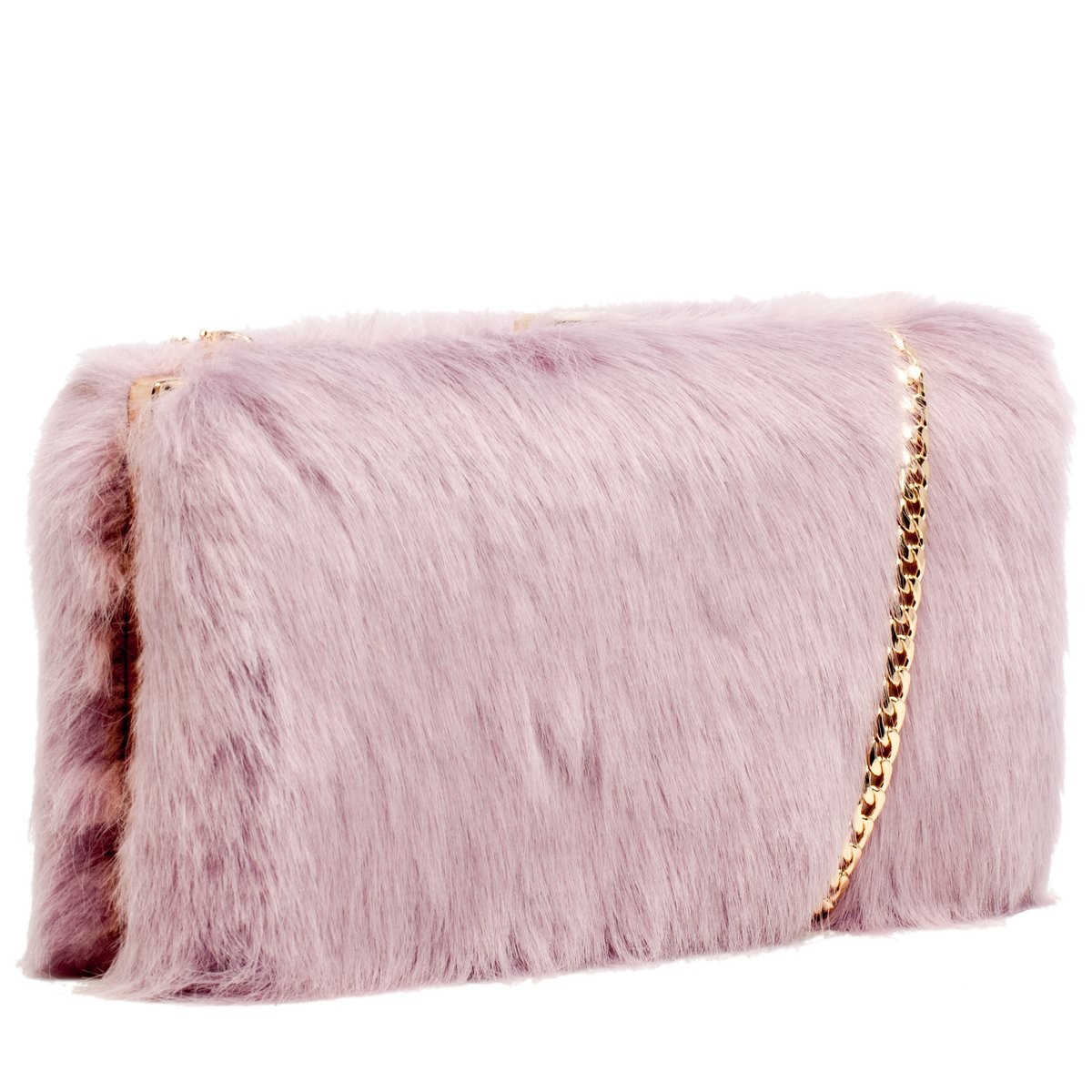 Faux Fur Hard Case Clutch