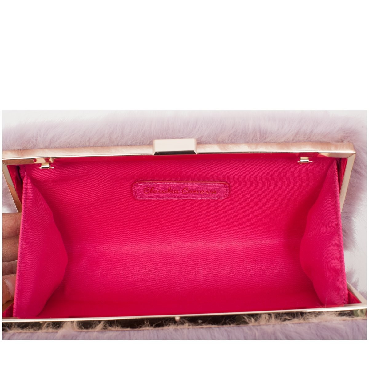 Faux Fur Hard Case Clutch