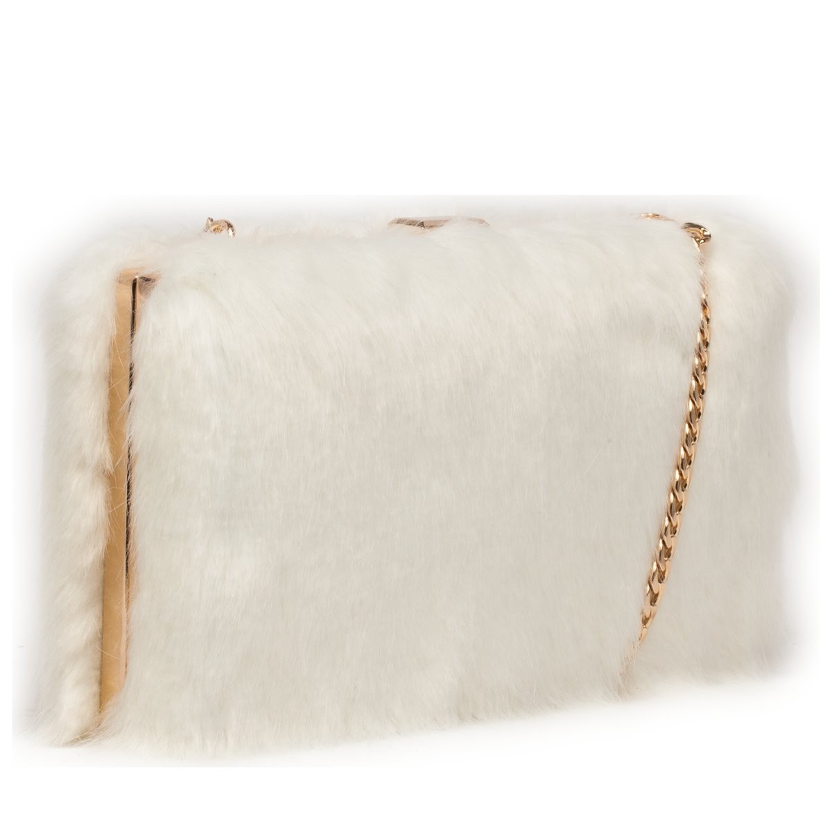 Faux Fur Hard Case Clutch