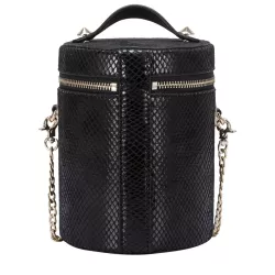 Cylinder Snake Print Cross Body