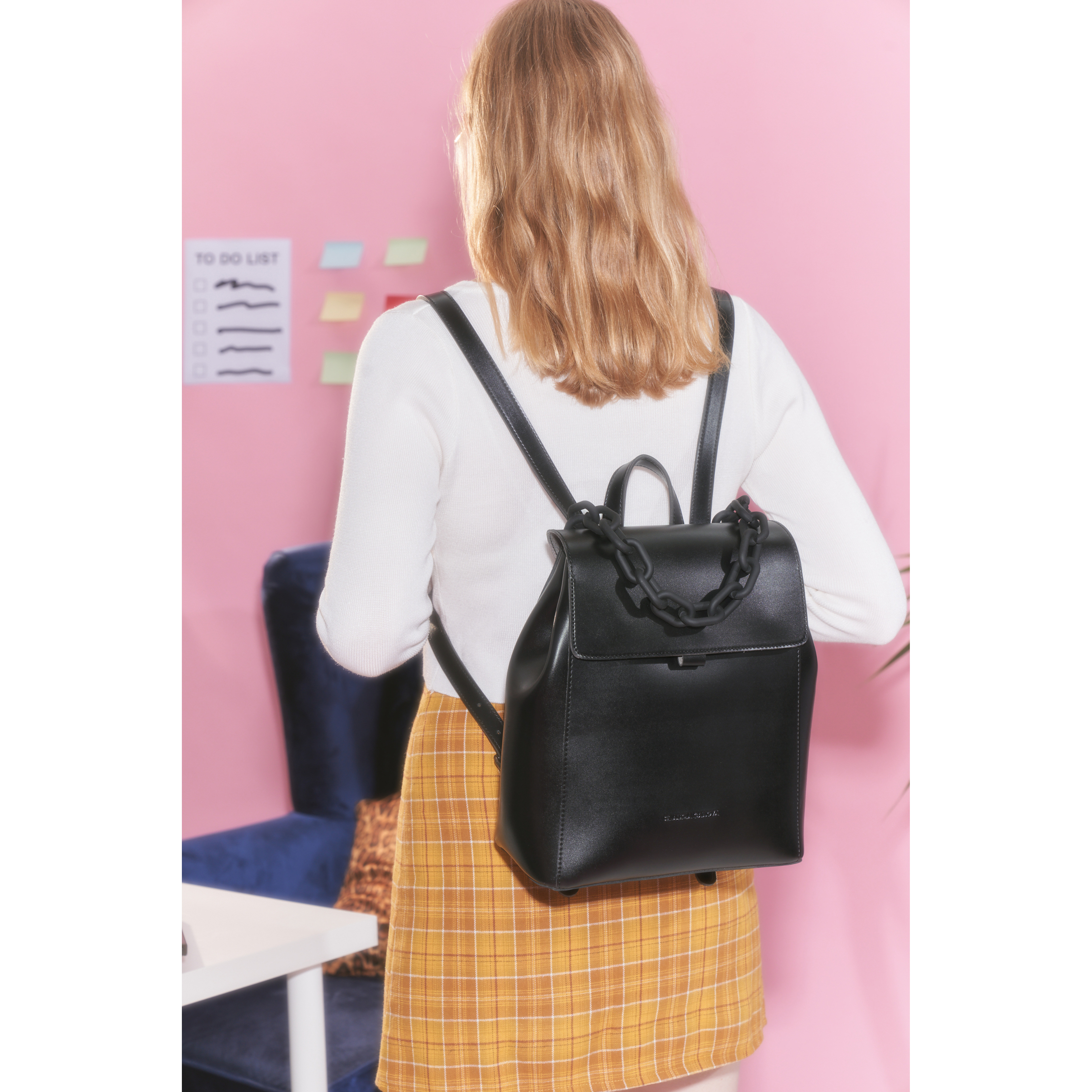 Sophia Flapover Backpack Chain Detail